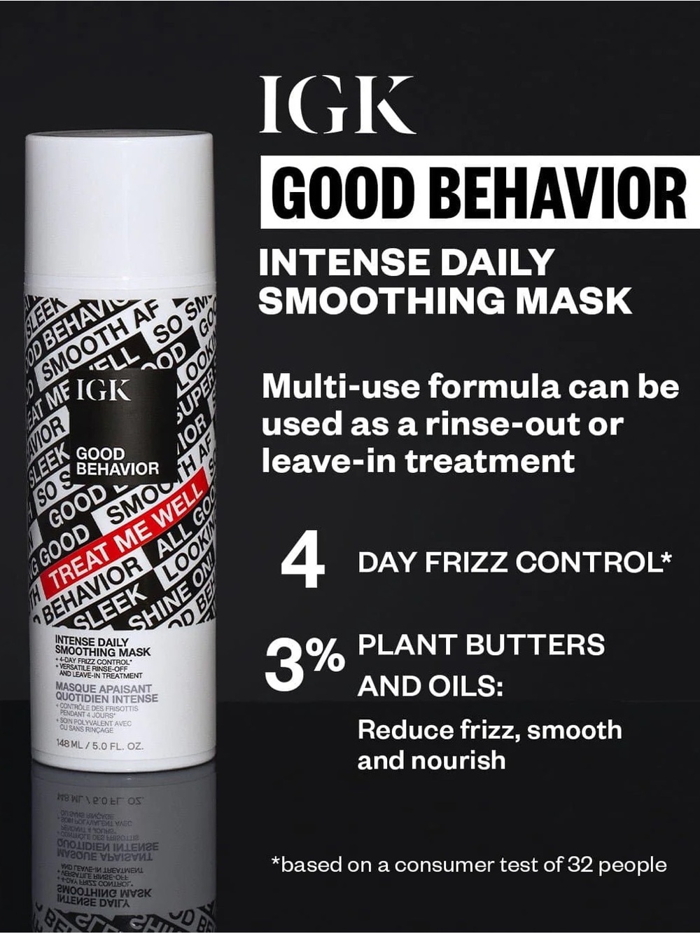 IGK GOOD BEHAVIOR INTENSE DAILY SMOOTHING MASK (new arrival) 5 Oz.